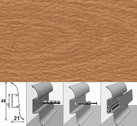 Напольный плинтус Идеал Альфа (пластиковый с кабель-каналом) 231 Бук, 1 м.п.